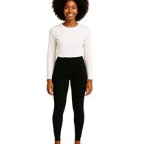 Calça Legging Canelada Grossa Lã Feminino Masculino Cós Alto Marrom