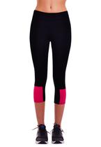 Calça Legging Capri Fitness em Power Suplex Detalhe Rosa