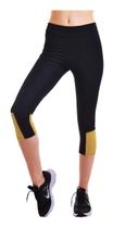 Calça Legging Capri Fitness em Suplex Detalhe Amarelo GG