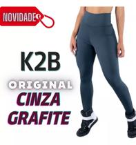 Calça Legging Cinza K2b Original Cós Largo Cintura Alta