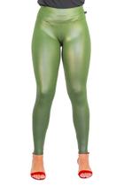 Calça Legging Cirre Cintura Alta Brilho Molhado Couro Lycra Pronta Entrega