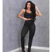 Calça Legging Cirre Cintura Alta Ziper Trator Moda Blogueira