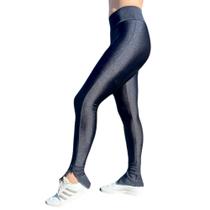 Calça Legging Cirrê Feminino Cós Médio Tecido Brilhante Zíper na Barra Resistente Elegante