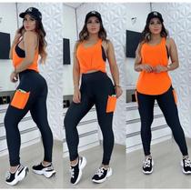 Calça Legging Com Bolso Academia Fitness Feminina