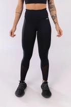 Calça legging com recorte de tule (preto) Calça legging com recorte de tule (preto)