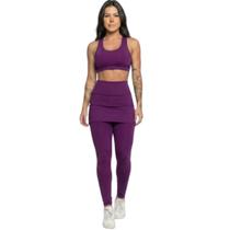 Calça Legging Com Saia Vekyo Academia Tapa Bumbum Treino Suplex Moda Fitness Musculação Tamanho:MCor:RoxoGênero:Mulher