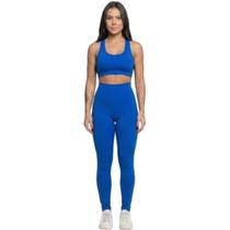 Calça Legging Cós Alto Lisa Bella Fiore Roupa Para Academia Treino Moda Fitness Feminina Musculação Tamanho:GGCor:Azul