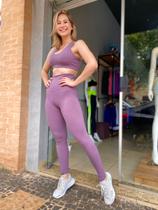 Calça Legging Cós alto Poliamida Compressão Fitness Proteção Solar Rosa Matte