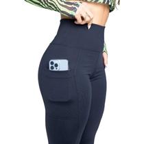 Calça Legging Cós Alto Supplex Com Bolso Lateral Confortável