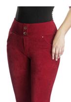 Calça Legging De Veludo Cotelê Com Bolso Skinny