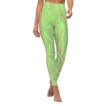 Calça Legging Drop Shot Greta Verde e Rosa
