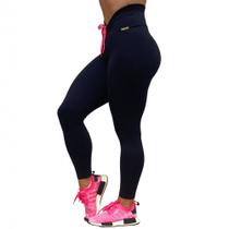 Calca Legging Empina Bumbum Preta Cadarco Rosa Neon Moving