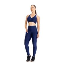 Calça Legging Feminina c/ Bolsos Basic Marinho Amplifit