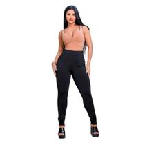 Calça Legging Feminina Cintura Alta Modeladora Bumbum com Ilhós Lateral