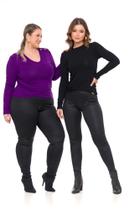 Calça Legging Feminina Cirrê Preta Versículo com Brilho e Elastano Calça Legging Feminina Cirrê Preta Versículo com Brilho e Elastano
