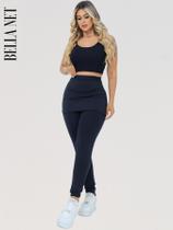 Calça Legging feminina com saia tapa bumbum suplex esportiva academia luxo