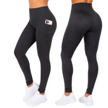 Calça Legging Feminina Cós Alto Com Bolso Zero Transparência Academia Bella Creative