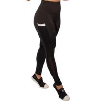 Calça Legging Feminina De Academia Com Bolso Lateral Cintura Alta Fitness Zero Transparência