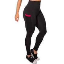 Calça Legging Feminina De Academia Com Bolso Lateral Cintura Alta Fitness Zero Transparência