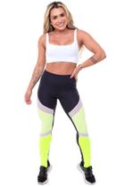 Calça Legging Feminina Garotafit Preta Com Detalhes Em Tule