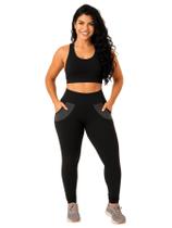 Calça Legging Feminina Grossa Com Bolso Treino Yoga Fitness