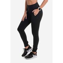 Calça Legging Feminina Jogger Leg Suplex Peluciada Bolso Cintura Alta