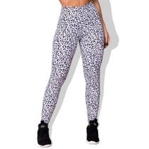 Calça legging feminina leopardo branca uv 50+ zero transparencia