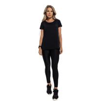 Calça Legging Feminina Lisa Brilho Preto Amplifit