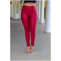 Calça Legging Feminina Luxo Montaria Modeladora Cintura Alta com Botão