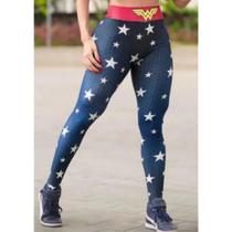 Calca legging feminina mulher maravilha, tamanho M