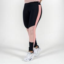 Calça Legging Feminina Poliamida Detalhe Tela Nude