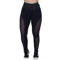 Calça Legging Feminina Tela Frente Tecido Refletivo Cós e Lateral