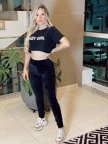 Calça Legging Feminina Veludo Cotelê Cintura Alta