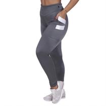 Calça Legging Fitness Bolso Recortes Poliamida Fio Brilho