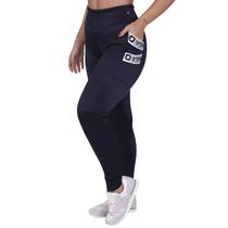 Calça Legging Fitness Bolso Recortes Poliamida Fio Brilho