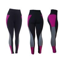 Calça Legging Fitness c/ recortes em Suplex Poliamida