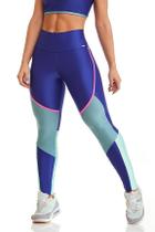 Calça Legging Fitness Caju Brasil Atletika Colors Azul Bic P1