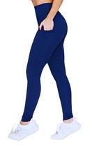 Calça Legging Fitness Com Bolsos Laterais Cintura Alta Poliamida