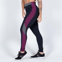 Calça Legging Fitness Dily Poliamida Preta com Recortes Malbec e Cinza Sem Transparência para Treino Calça Legging Fitness Dily Poliamida Preta com Recortes Malbec e Cinza Sem Transparência para Treino