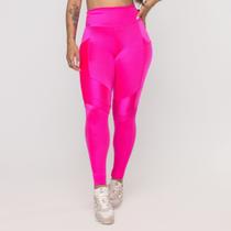 Calça Legging Fitness Feminina Bolso Recortes Poliamida
