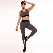 Calça Legging Fitness Feminina Cinza Croco