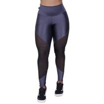 Calça Legging Fitness Feminina Cirrê 3D Recortes Tela Cós Alto Orbis