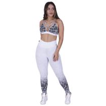 Calça Legging Fitness Feminina Degrade Cós Alto Poliamida Orbis - Branco, G