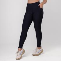 Calça Legging Fitness Feminina Textura Canelado Bolso Poliamida