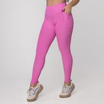 Calça Legging Fitness Feminina Textura Canelado Bolso Poliamida