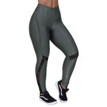 Calça legging fitness feminina wonder detalhe tela cós alto orbis-verde - Orbis Fitness