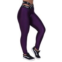 Calça Legging Fitness Feminino Cós Elástico Transpasse Cirrê 3D Alta Orbis-ROXO