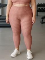 Calça Legging Fitness Plus Size Cirrê 3D Feminina Leg Academia Cintura Alta - c4 LAURA PLUS