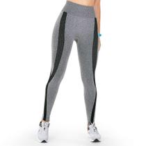 Calça Legging Fitness sem Costura Preta Mescla