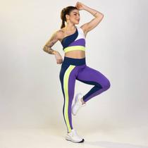 Calça Legging Fitness Stella Recorte Com Bolso 1 Bolso Frontal